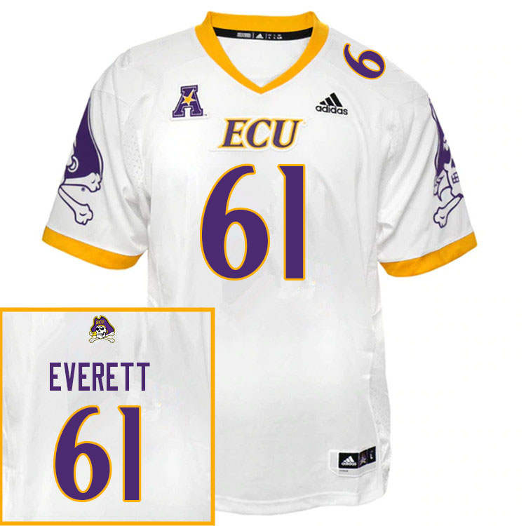 Men #61 Keziah Everett ECU Pirates College Football Jerseys Sale-White